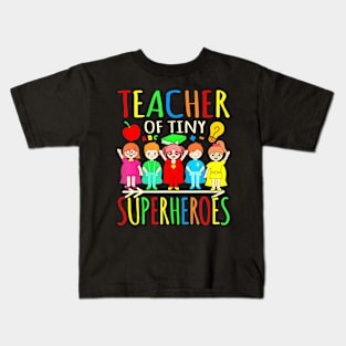 Teacher Of Tiny Superheroes First Day Back To School Graphic Kids T-Shirt